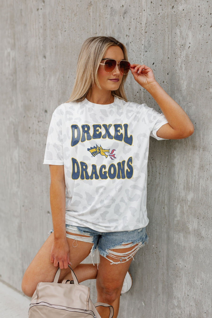 DREXEL UNIVERSITY DRAGONS CRUSHING VICTORY SUBTLE LEOPARD PRINT TEE