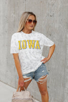 IOWA HAWKEYES BONUS POINTS SUBTLE LEOPARD PRINT TEE