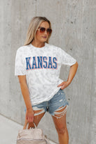 KANSAS JAYHAWKS BONUS POINTS SUBTLE LEOPARD PRINT TEE