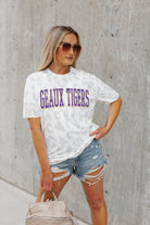 LSU TIGERS BONUS POINTS SUBTLE LEOPARD PRINT TEE