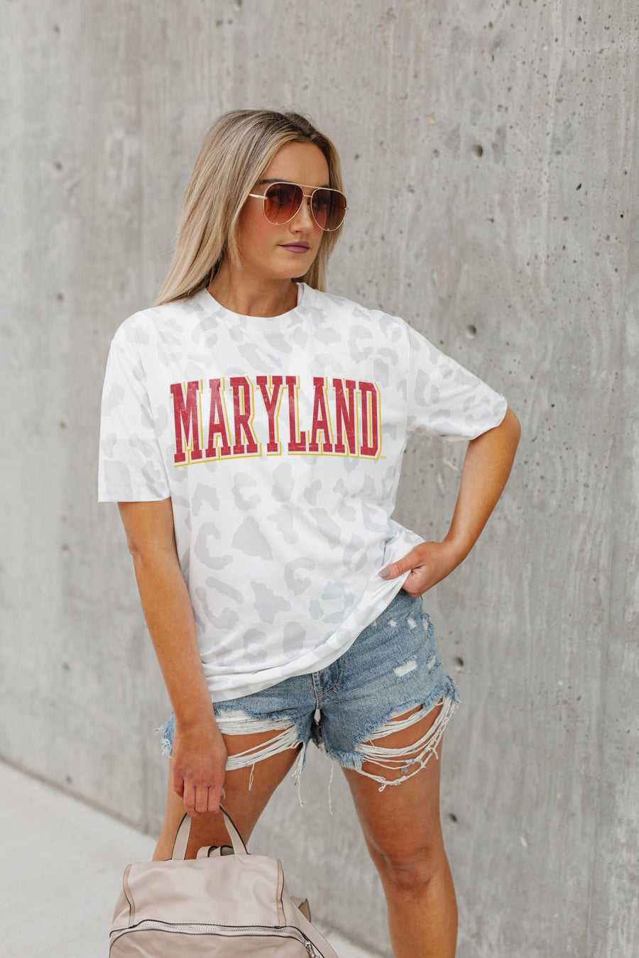 MARYLAND TERRAPINS BONUS POINTS SUBTLE LEOPARD PRINT TEE