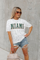 MIAMI HURRICANES BONUS POINTS SUBTLE LEOPARD PRINT TEE