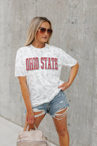 OHIO STATE BUCKEYES BONUS POINTS SUBTLE LEOPARD PRINT TEE