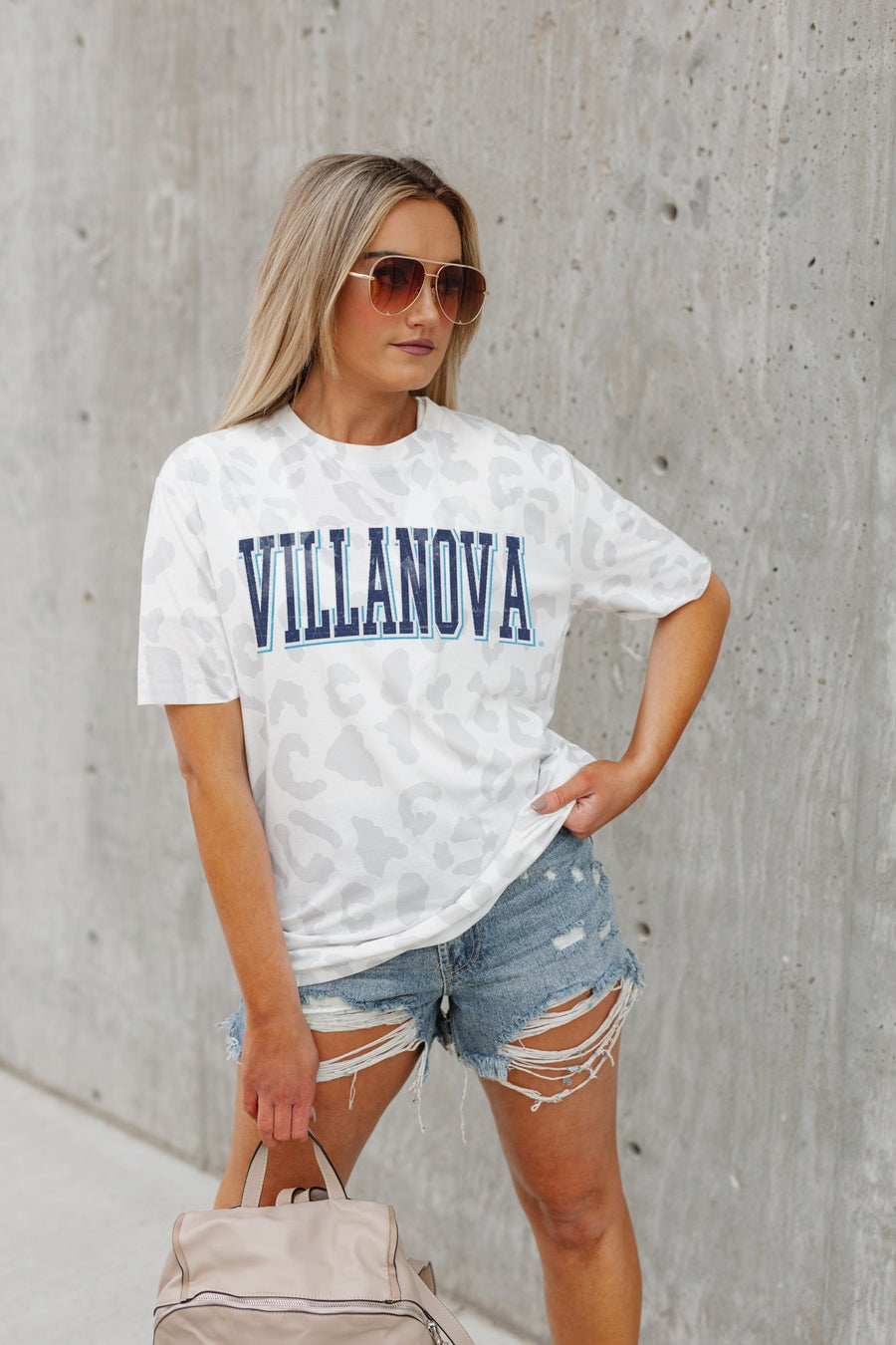 VILLANOVA WILDCATS BONUS POINTS SUBTLE LEOPARD PRINT TEE