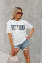 WEST VIRGINIA MOUNTAINEERS BONUS POINTS SUBTLE LEOPARD PRINT TEE