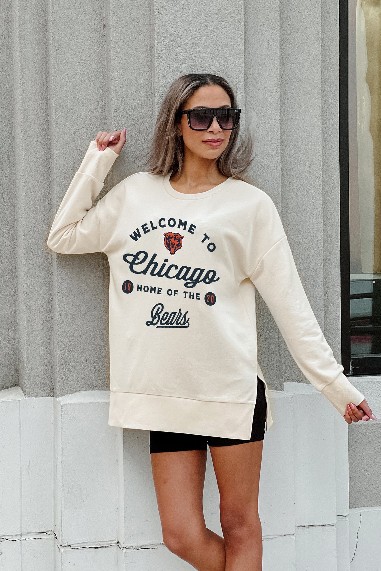 Chicago Bears Gameday Couture Women's Yard Line Pullover Sweatshirt - White