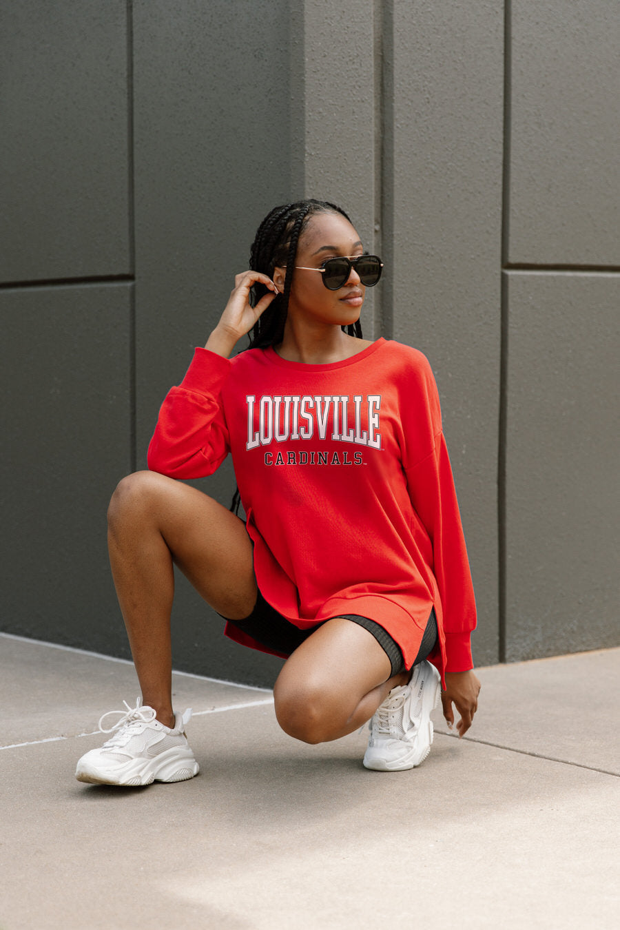 Women's Gameday Couture Gray Louisville Cardinals Side Split Hoodie Dress Size: Medium