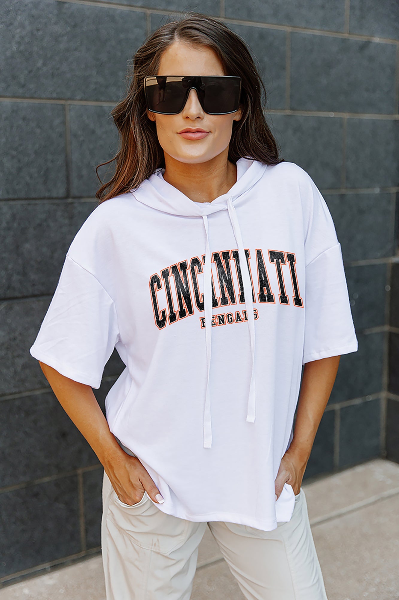 Cincinnati Bengals Victorious Vixen Short Sleeve Flowy Tee S / White