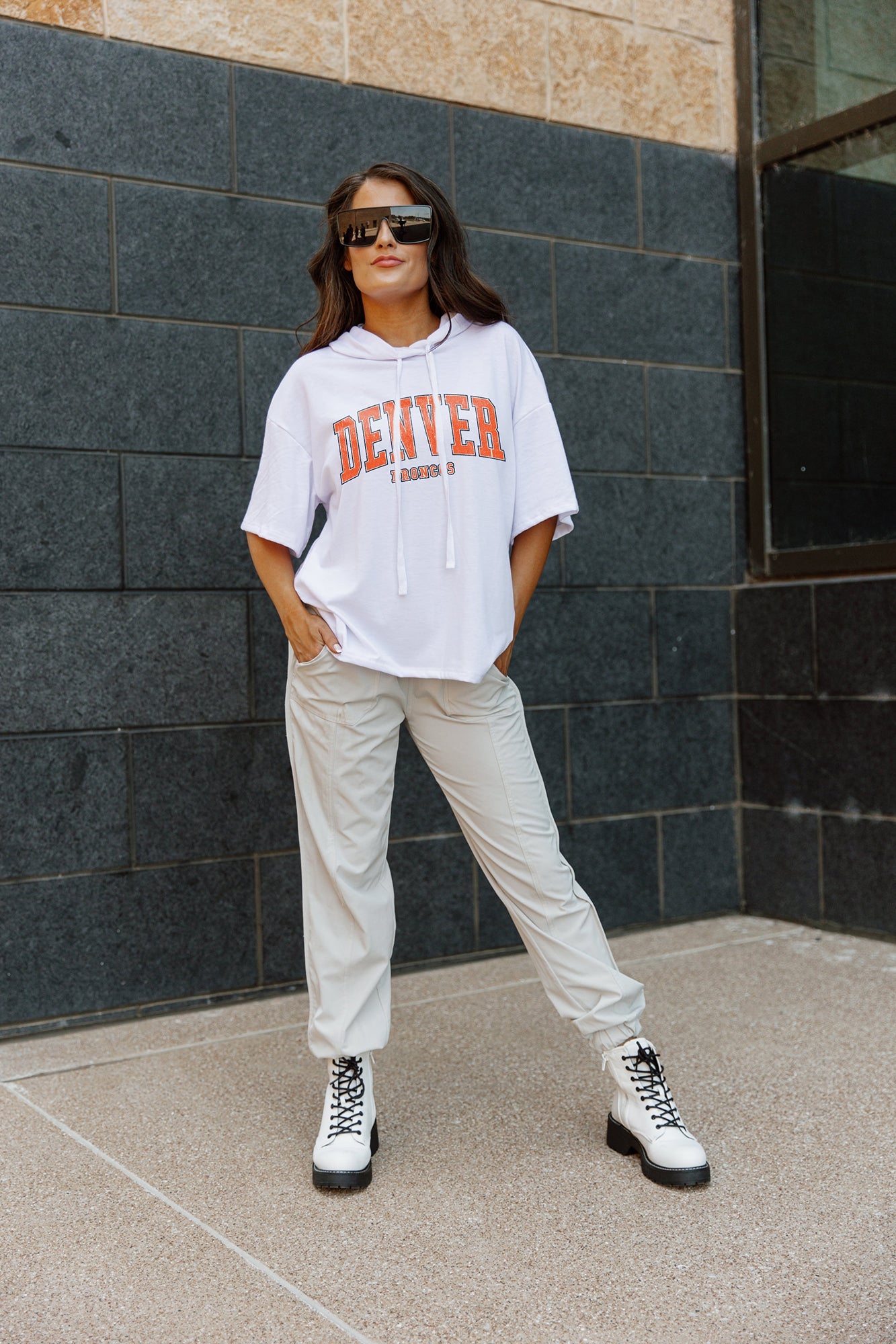 Denver Broncos Gameday Couture Women's Yard Line Pullover Sweatshirt - White