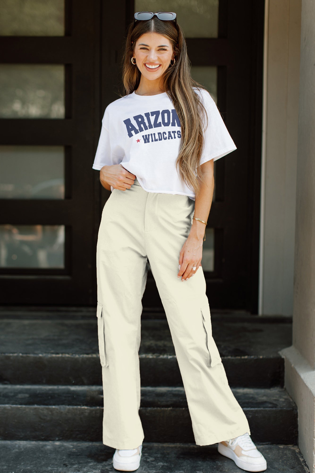 ARIZONA WILDCATS RUN THE GAME BOYFRIEND BOXY CROP TEE BY MADI PREWETT –  Gameday Couture