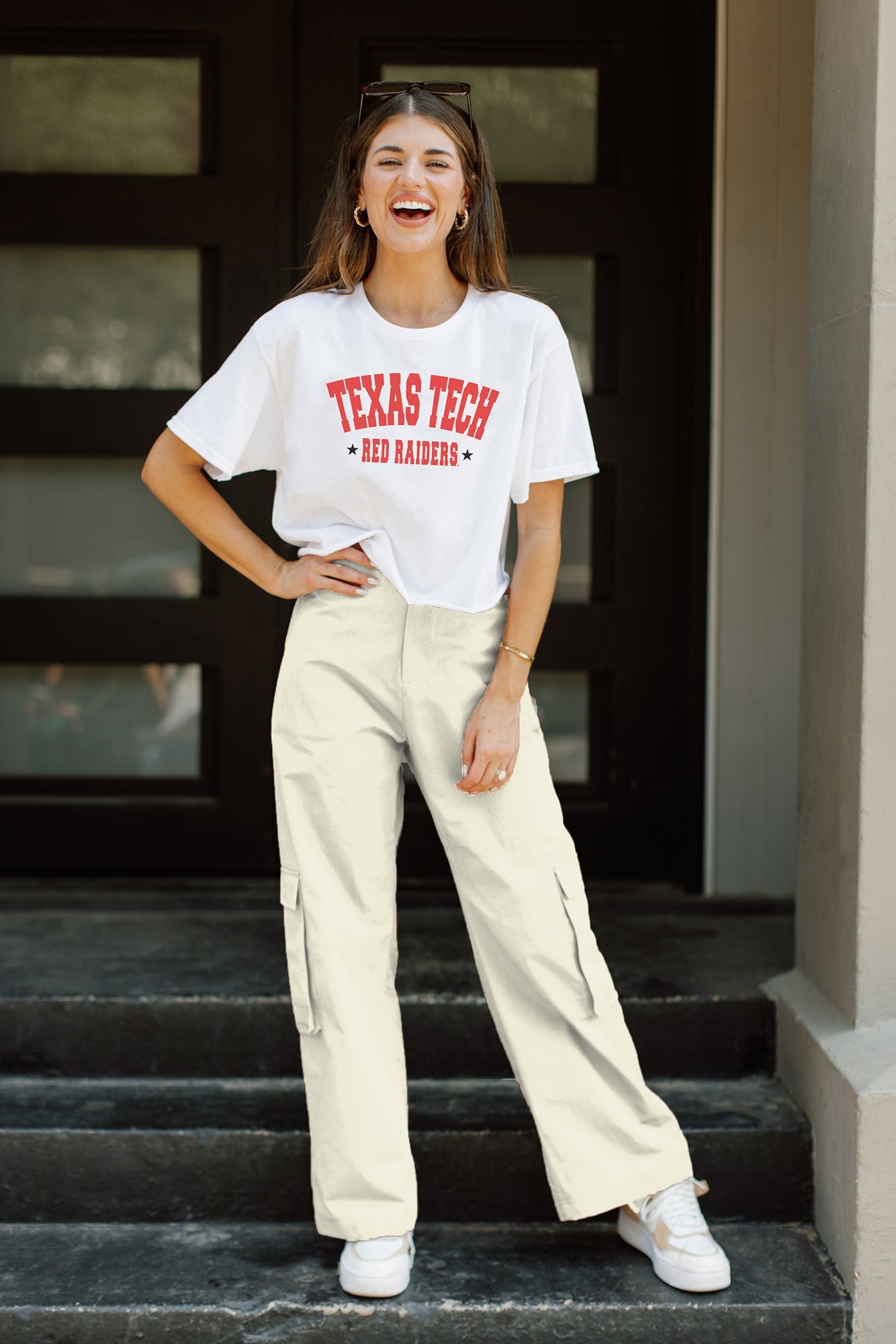 TEXAS TECH RED RAIDERS WINNING TEAM EMBELLISHED SLEEVE CREWNECK PULLOVER BY  MADI PREWETT TROUTT