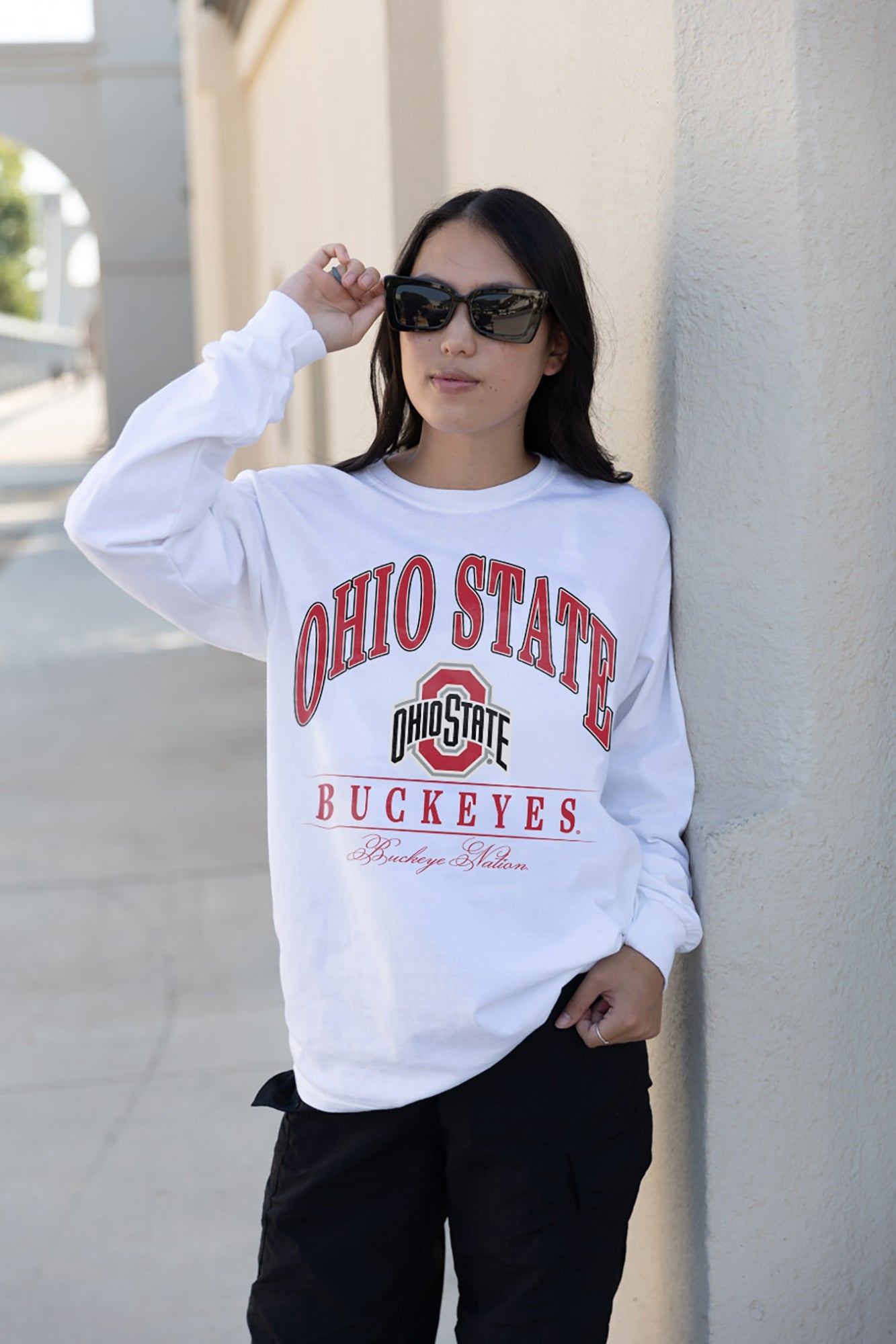 OHIO STATE BUCKEYES GO TEAM BOX SHOULDER BOYFRIEND TEE BY MADI PREWETT  TROUTT