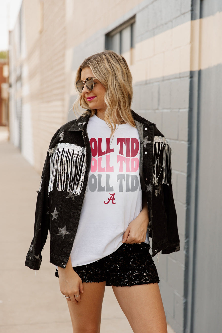 ALABAMA CRIMSON TIDE STAY WAVY OVERSIZED BOYFRIEND TEE