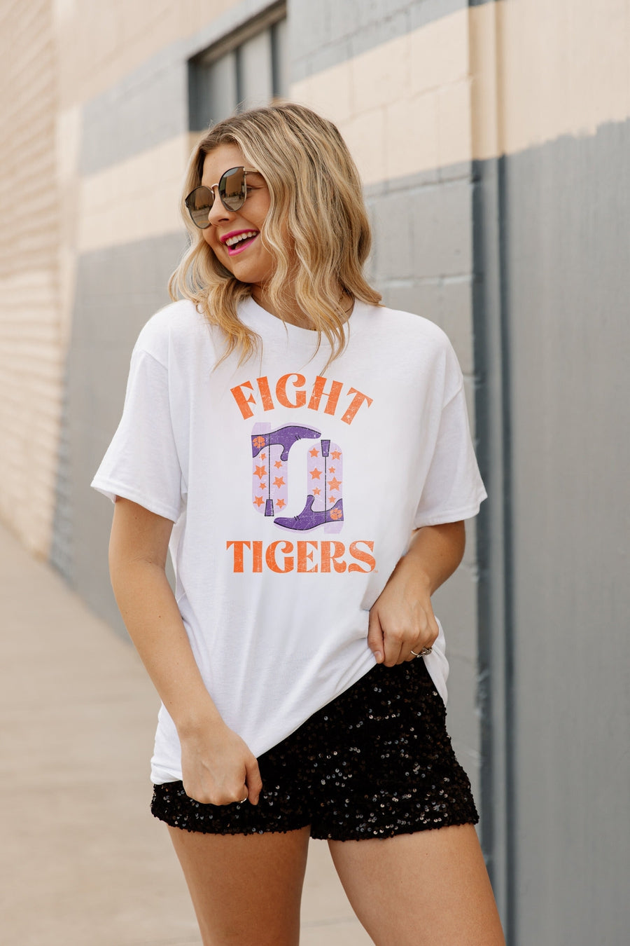 CLEMSON TIGERS TIME TO KICK IT OVERSIZED BOYFRIEND TEE