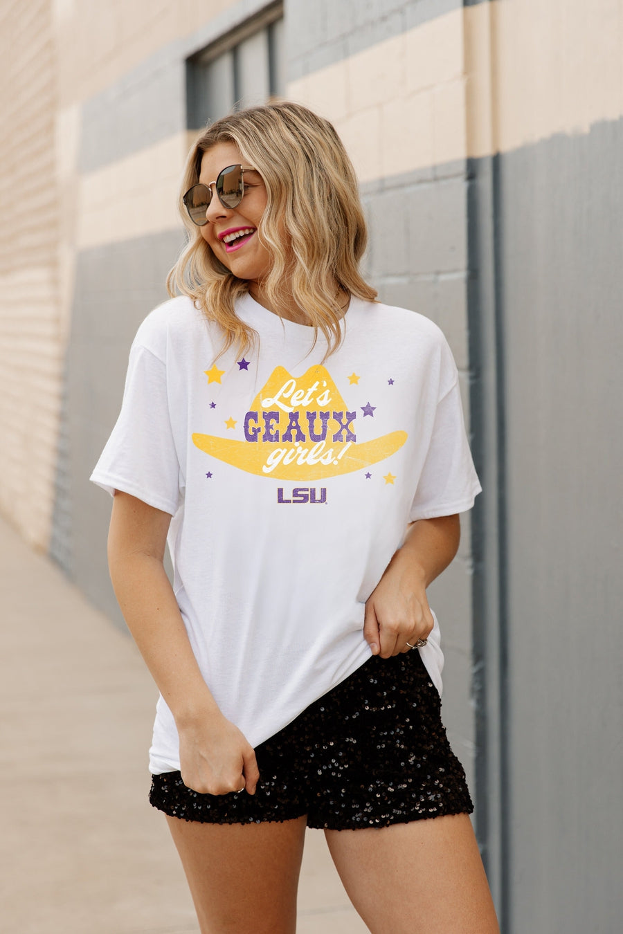 LSU TIGERS HATS OFF OVERSIZED BOYFRIEND TEE