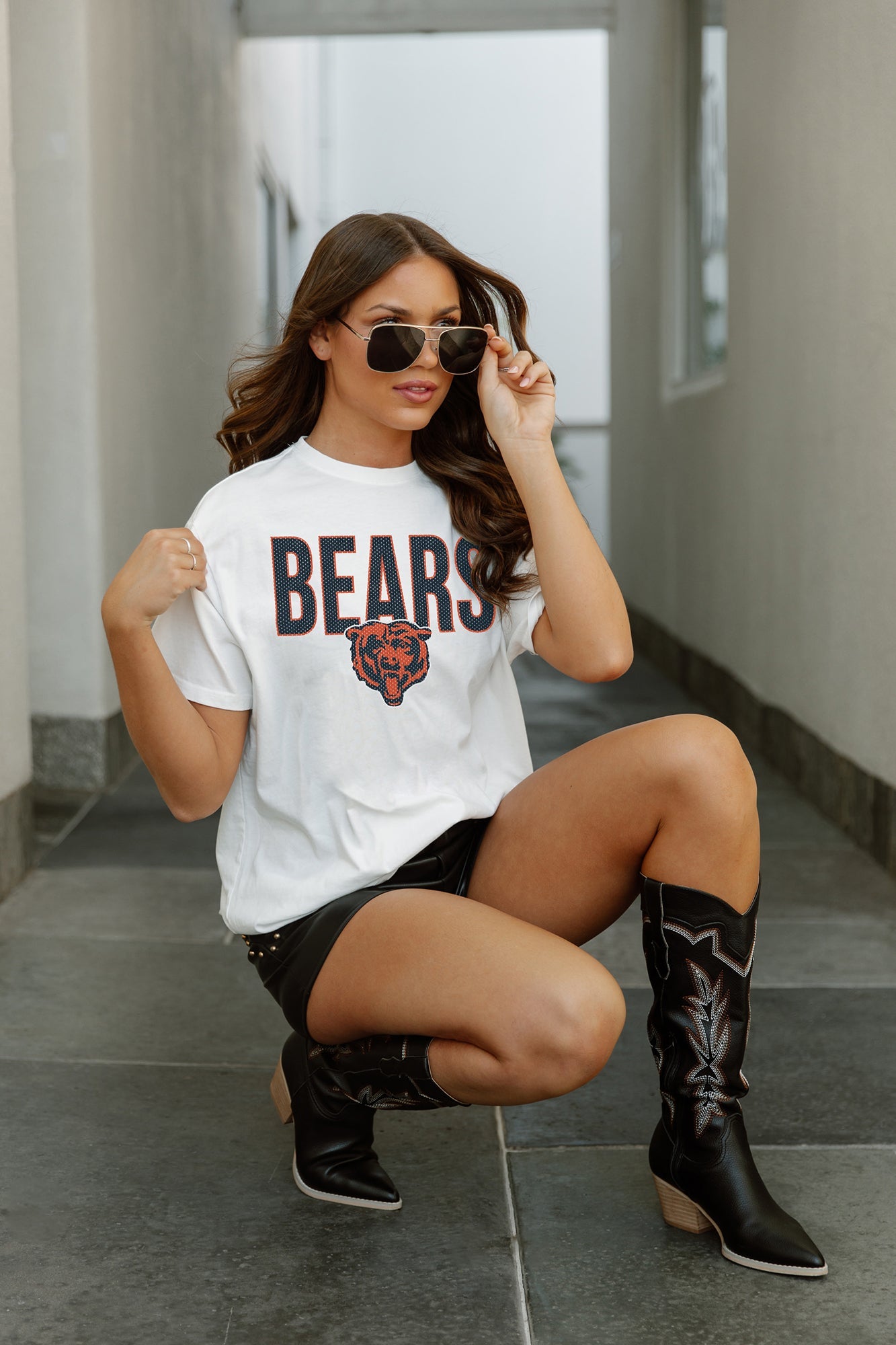 Women's Gameday Couture Black Chicago Bears Gl Flip Sequin Sleeve T-Shirt Size: Medium