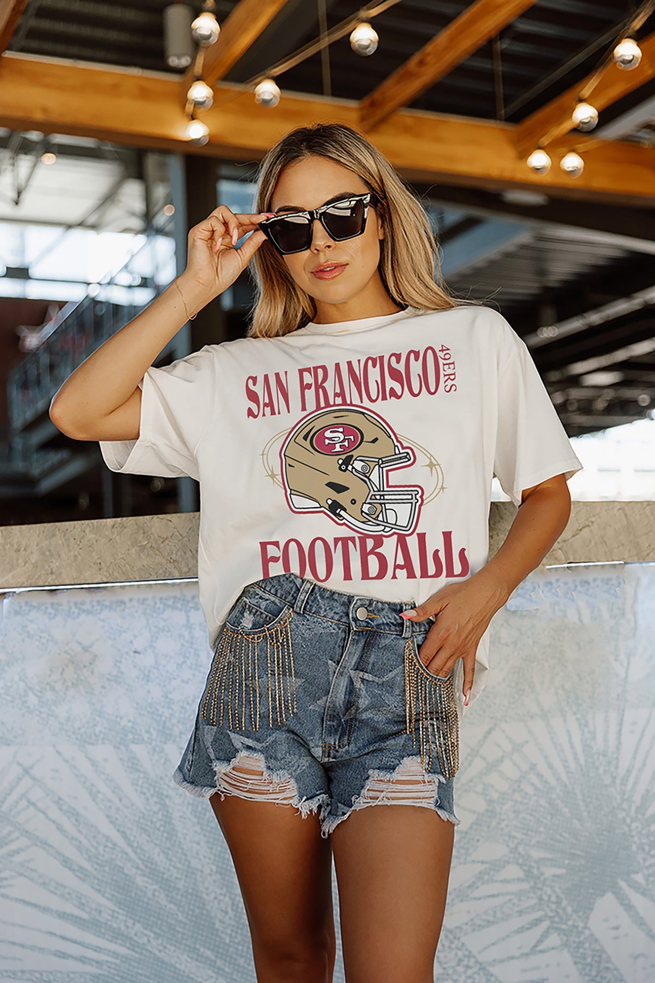 SAN FRANCISCO 49ERS VICTORIOUS VIXEN SHORT SLEEVE FLOWY TEE