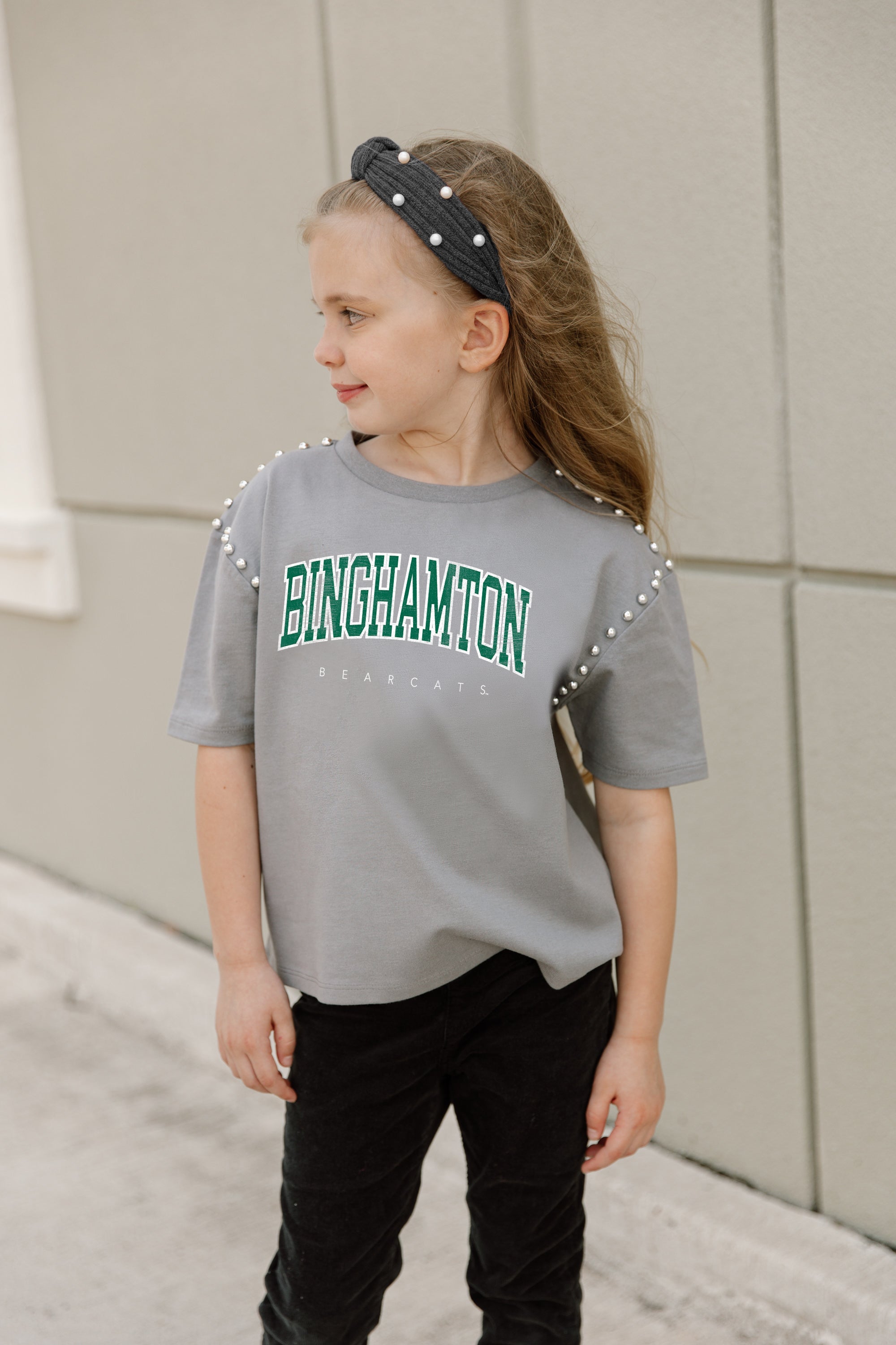 BINGHAMTON BEARCATS AFTER PARTY KIDS STUDDED SHORT SLEEVE MODERATELY CROPPED TEE