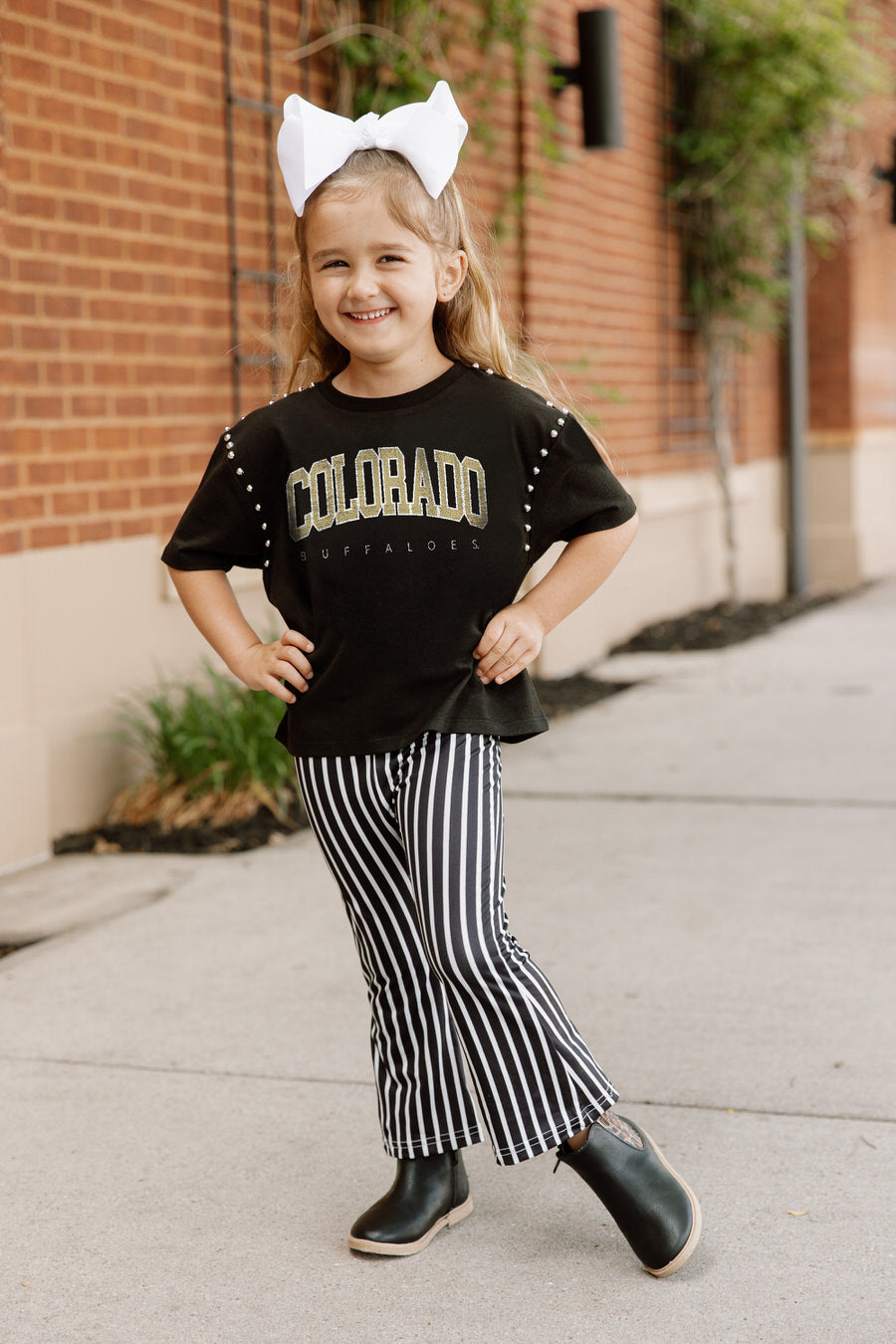 COLORADO BUFFALOES AFTER PARTY KIDS STUDDED SHORT SLEEVE MODERATELY CROPPED TEE