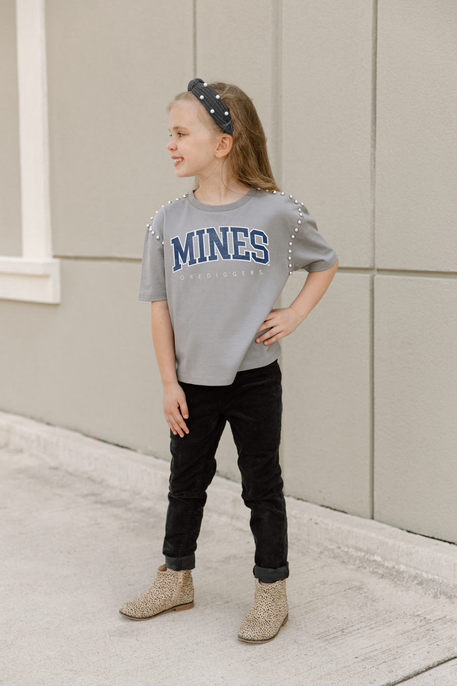 COLORADO SCHOOL OF MINES BURROS AFTER PARTY KIDS STUDDED SHORT SLEEVE MODERATELY CROPPED TEE