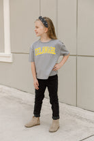 DELAWARE BLUE HENS AFTER PARTY KIDS STUDDED SHORT SLEEVE MODERATELY CROPPED TEE