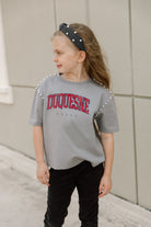 DUQUESNE UNIVERSITY DUKES AFTER PARTY KIDS STUDDED SHORT SLEEVE MODERATELY CROPPED TEE