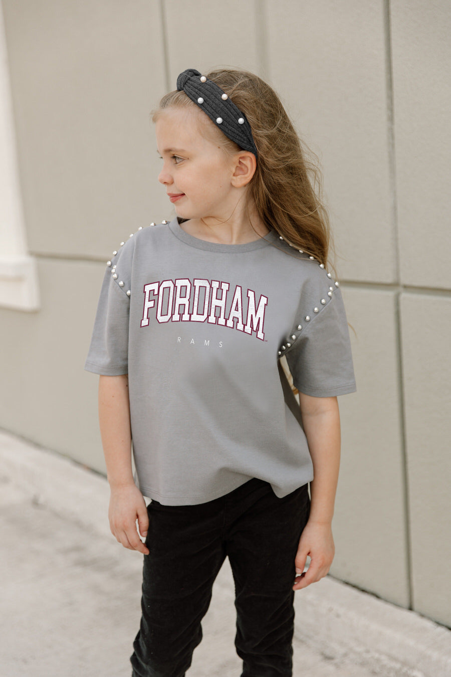 FORDHAM RAMS AFTER PARTY KIDS STUDDED SHORT SLEEVE MODERATELY CROPPED TEE