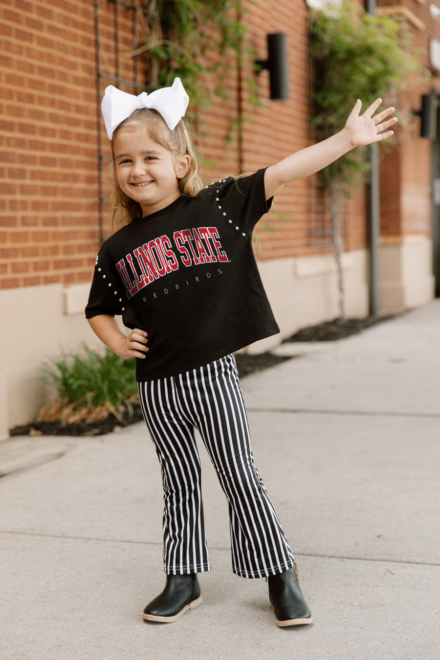 ILLINOIS STATE REDBIRDS AFTER PARTY KIDS STUDDED SHORT SLEEVE MODERATELY CROPPED TEE