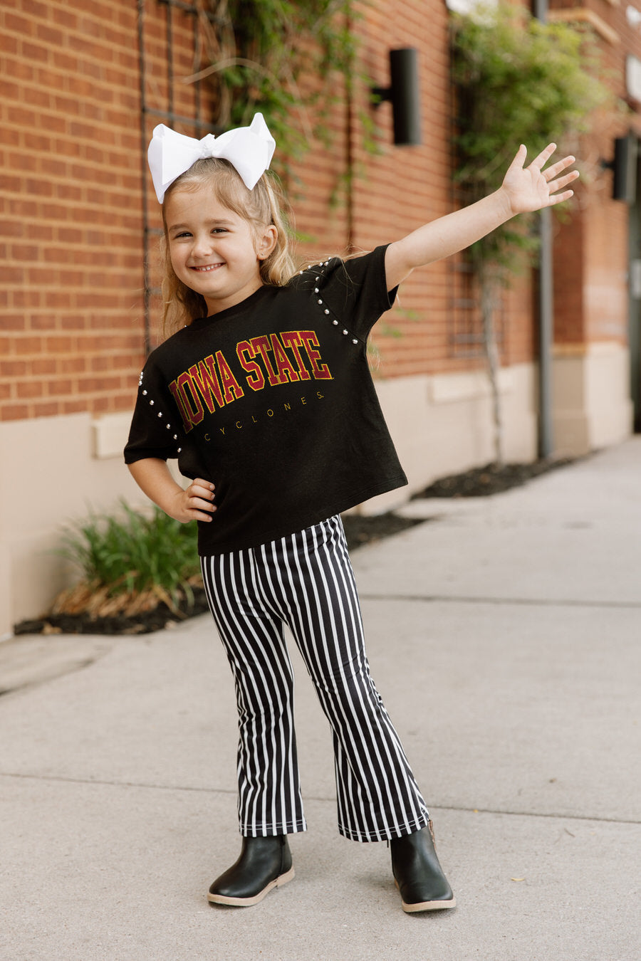 IOWA STATE CYCLONES AFTER PARTY KIDS STUDDED SHORT SLEEVE MODERATELY CROPPED TEE