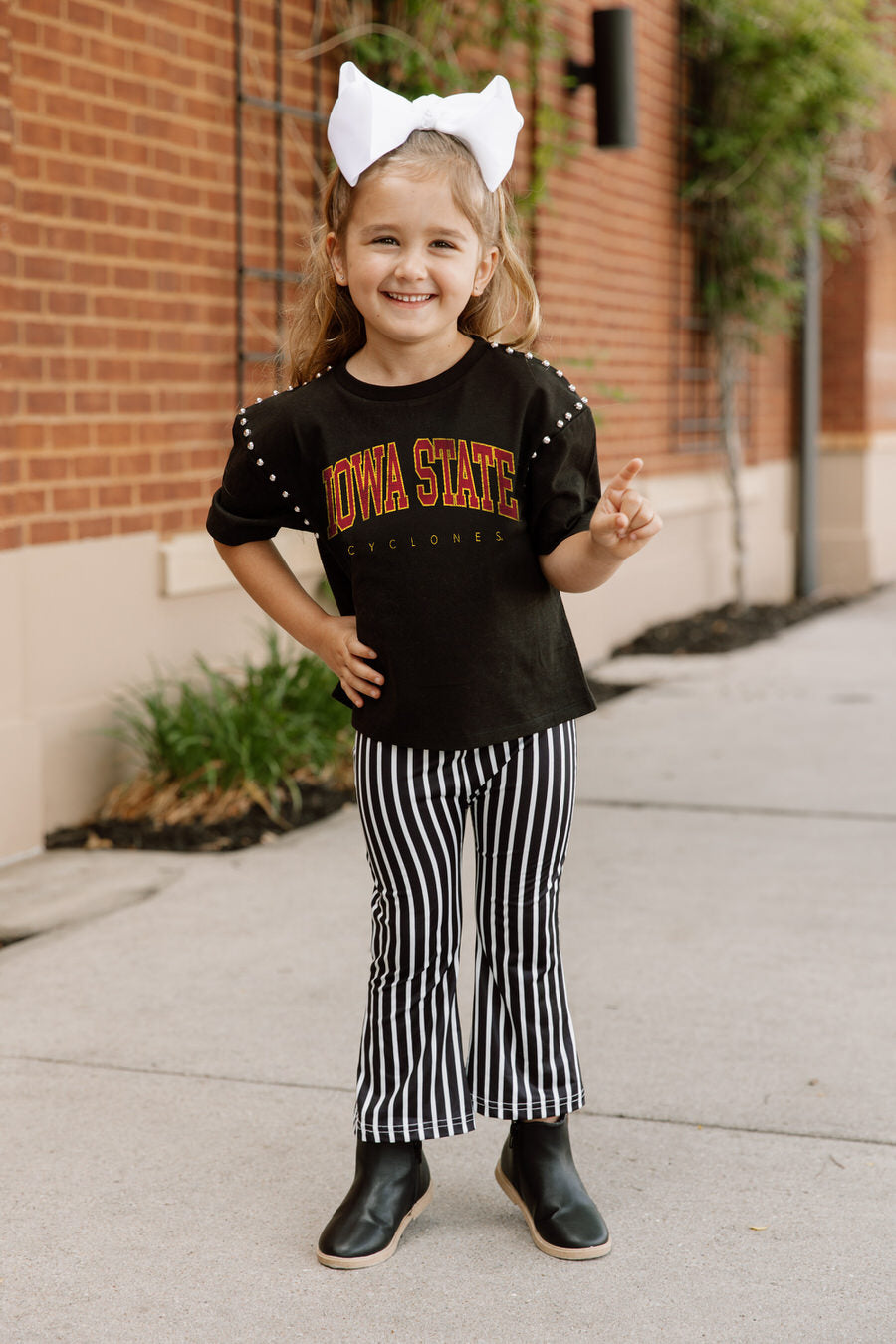 IOWA STATE CYCLONES AFTER PARTY KIDS STUDDED SHORT SLEEVE MODERATELY CROPPED TEE