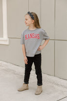 KANSAS JAYHAWKS AFTER PARTY KIDS STUDDED SHORT SLEEVE MODERATELY CROPPED TEE