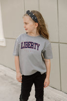 LIBERTY FLAMES AFTER PARTY KIDS STUDDED SHORT SLEEVE MODERATELY CROPPED TEE