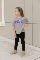 NORTHWESTERN STATE DEMONS AFTER PARTY KIDS STUDDED SHORT SLEEVE MODERATELY CROPPED TEE