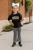 PURDUE BOILERMAKERS AFTER PARTY KIDS STUDDED SHORT SLEEVE MODERATELY CROPPED TEE