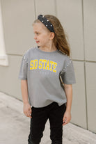 SOUTH DAKOTA STATE JACKRABBITS AFTER PARTY KIDS STUDDED SHORT SLEEVE MODERATELY CROPPED TEE