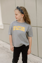 SAN JOSE STATE SPARTANS AFTER PARTY KIDS STUDDED SHORT SLEEVE MODERATELY CROPPED TEE