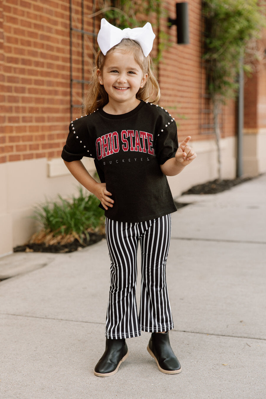 OHIO STATE BUCKEYES AFTER PARTY KIDS STUDDED SHORT SLEEVE MODERATELY CROPPED TEE