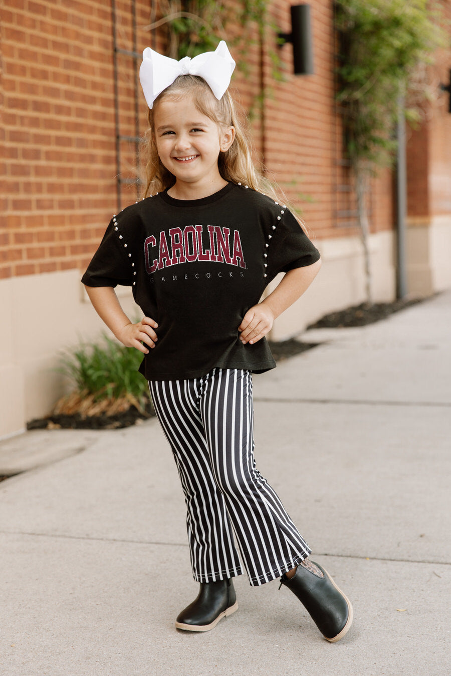 SOUTH CAROLINA GAMECOCKS AFTER PARTY KIDS STUDDED SHORT SLEEVE MODERATELY CROPPED TEE