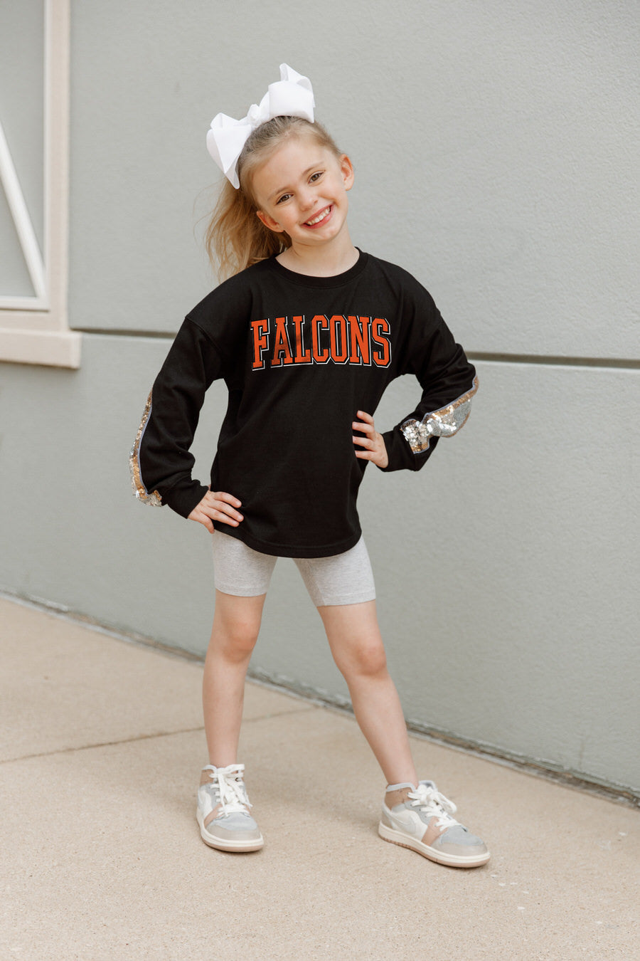 BOWLING GREEN FALCONS GUESS WHO'S BACK KIDS SEQUIN YOKE PULLOVER