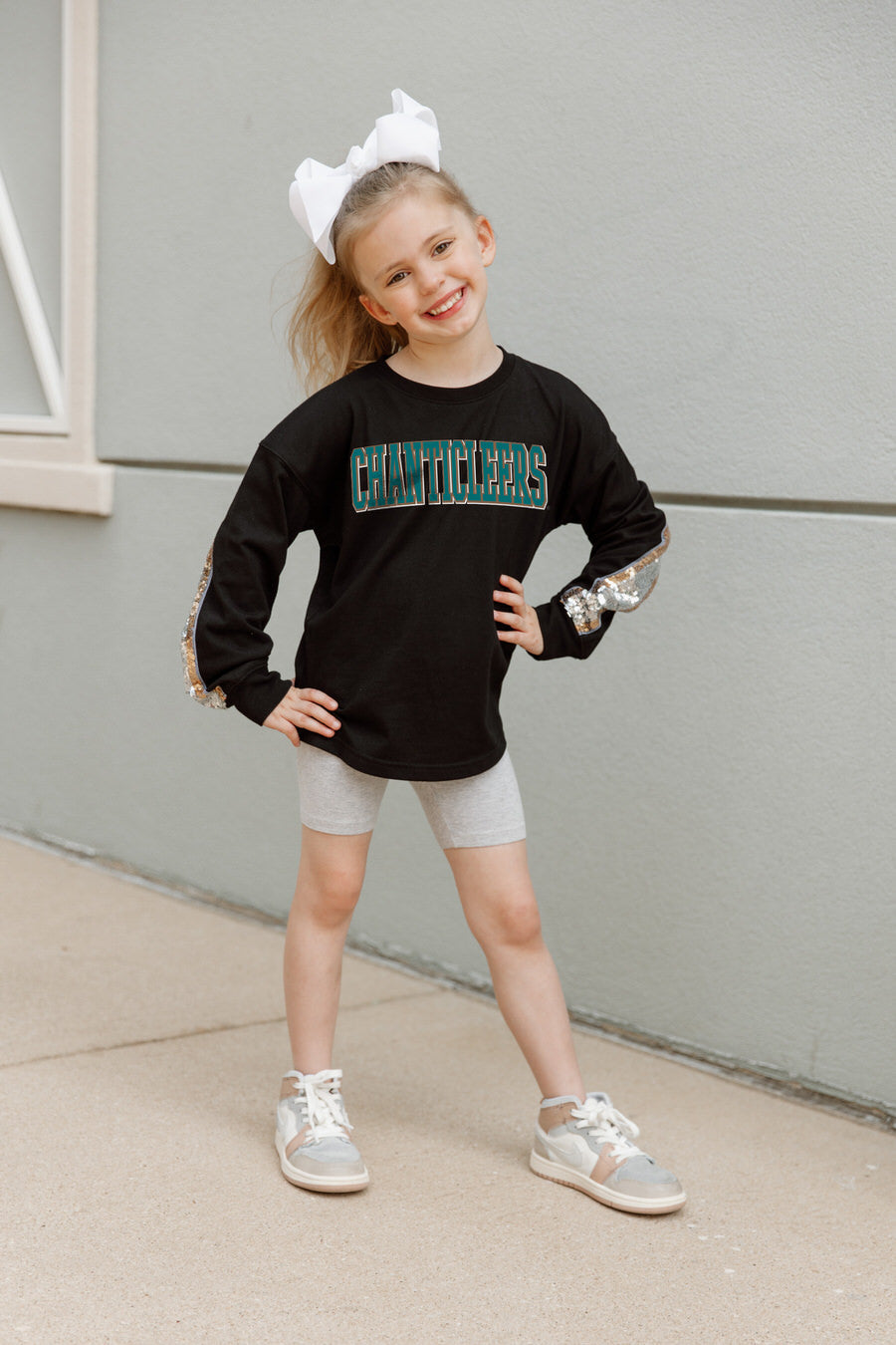 COASTAL CAROLINA CHANTICLEERS GUESS WHO'S BACK KIDS SEQUIN YOKE PULLOVER