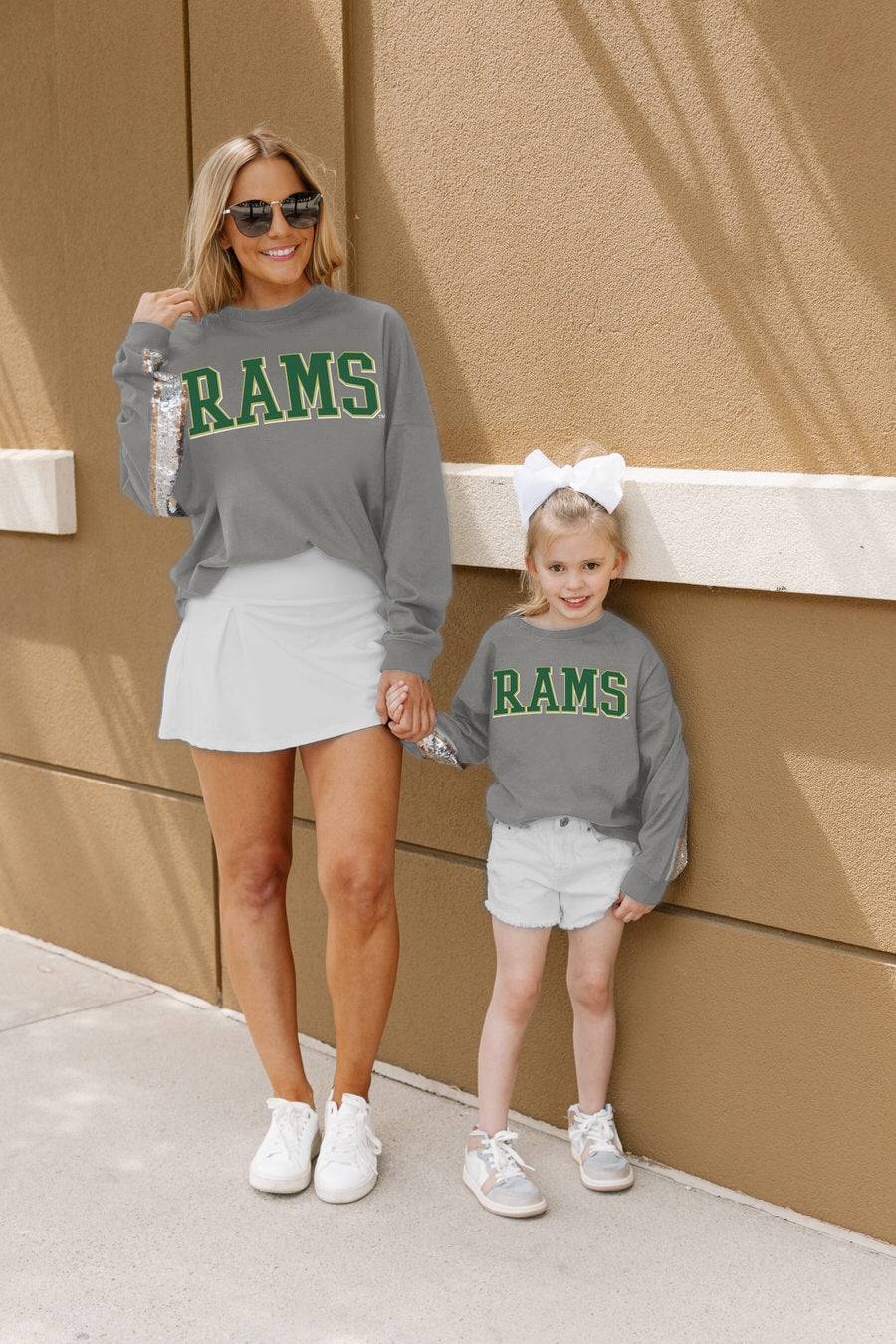 COLORADO STATE RAMS GUESS WHO'S BACK KIDS SEQUIN YOKE PULLOVER