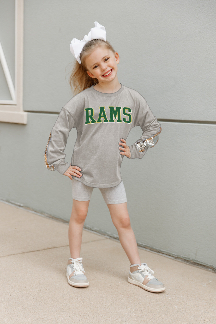 COLORADO STATE RAMS GUESS WHO'S BACK KIDS SEQUIN YOKE PULLOVER