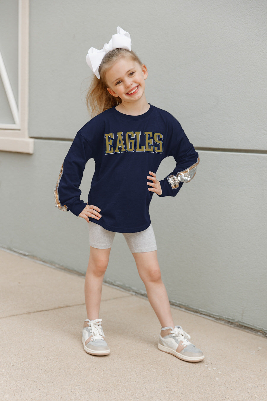 GEORGIA SOUTHERN EAGLES GUESS WHO'S BACK KIDS SEQUIN YOKE PULLOVER