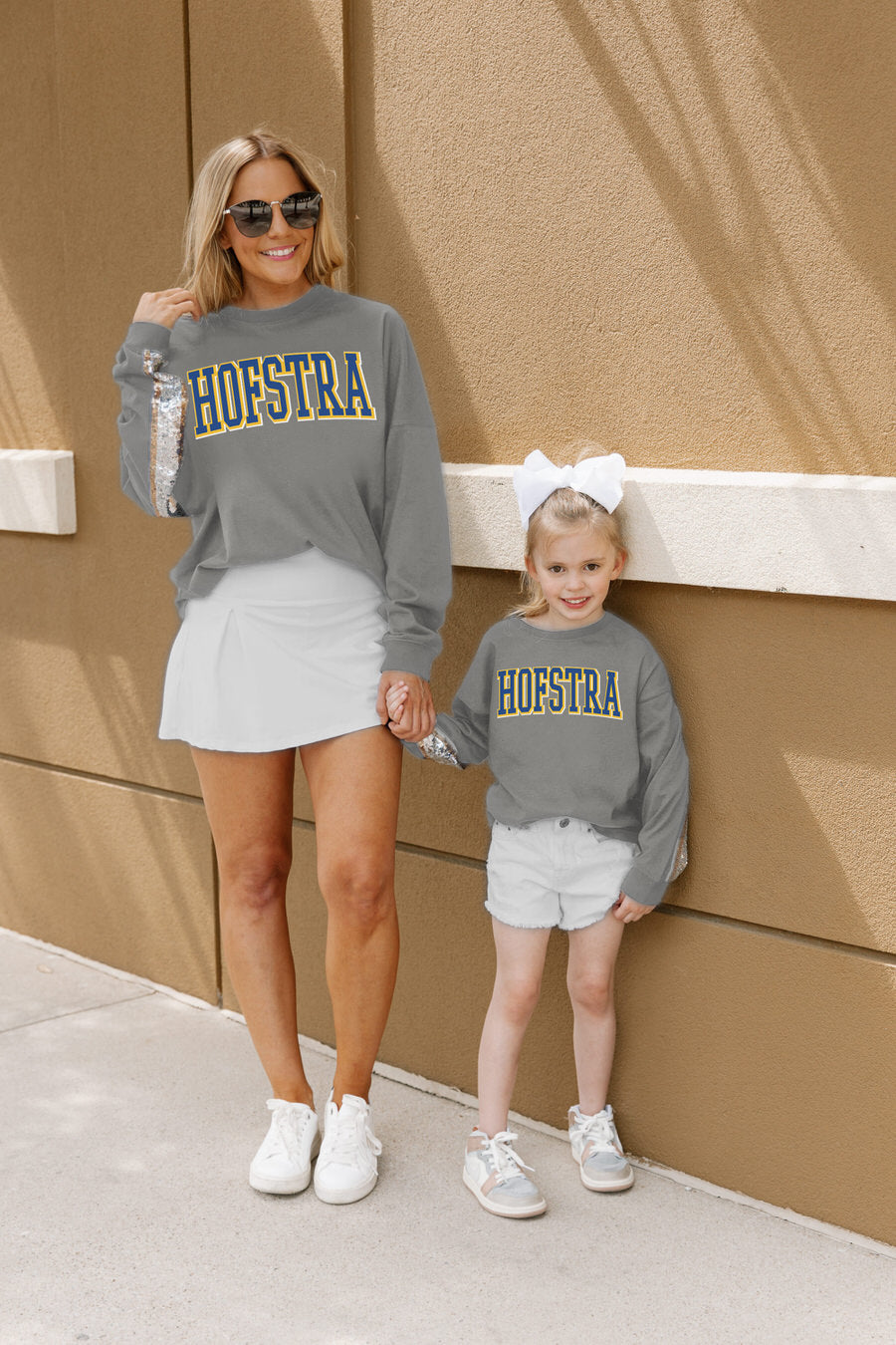 HOFSTRA PRIDE GUESS WHO'S BACK KIDS SEQUIN YOKE PULLOVER