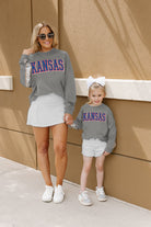 KANSAS JAYHAWKS GUESS WHO'S BACK KIDS SEQUIN YOKE PULLOVER