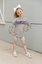 KANSAS JAYHAWKS GUESS WHO'S BACK KIDS SEQUIN YOKE PULLOVER