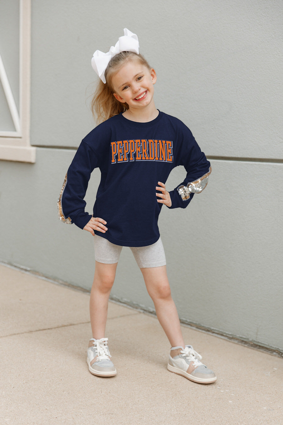 PEPPERDINE WAVES GUESS WHO'S BACK KIDS SEQUIN YOKE PULLOVER