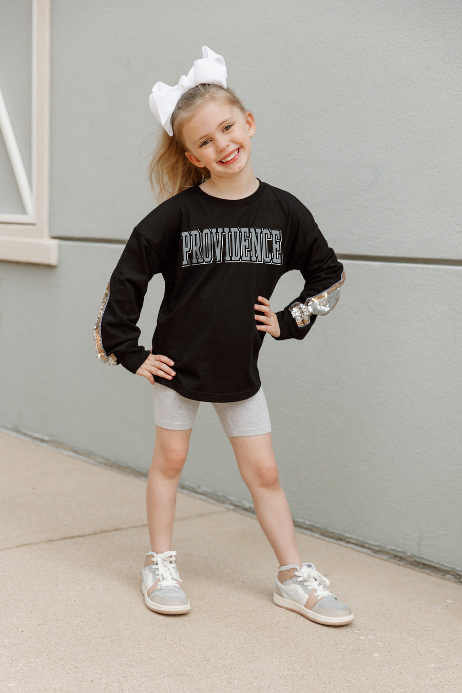 PROVIDENCE FRIARS GUESS WHO'S BACK KIDS SEQUIN YOKE PULLOVER