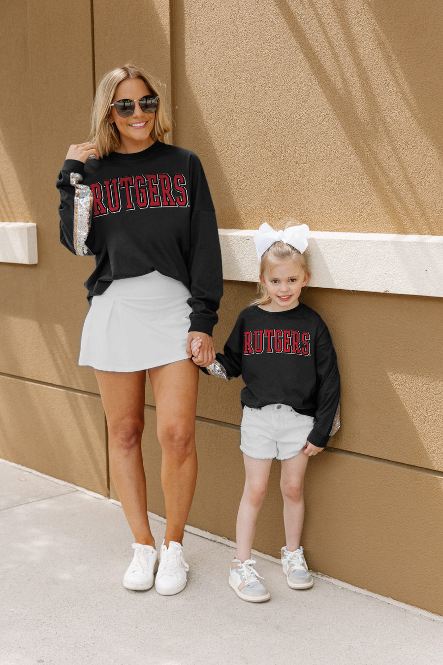 RUTGERS SCARLET KNIGHTS GUESS WHO'S BACK KIDS SEQUIN YOKE PULLOVER