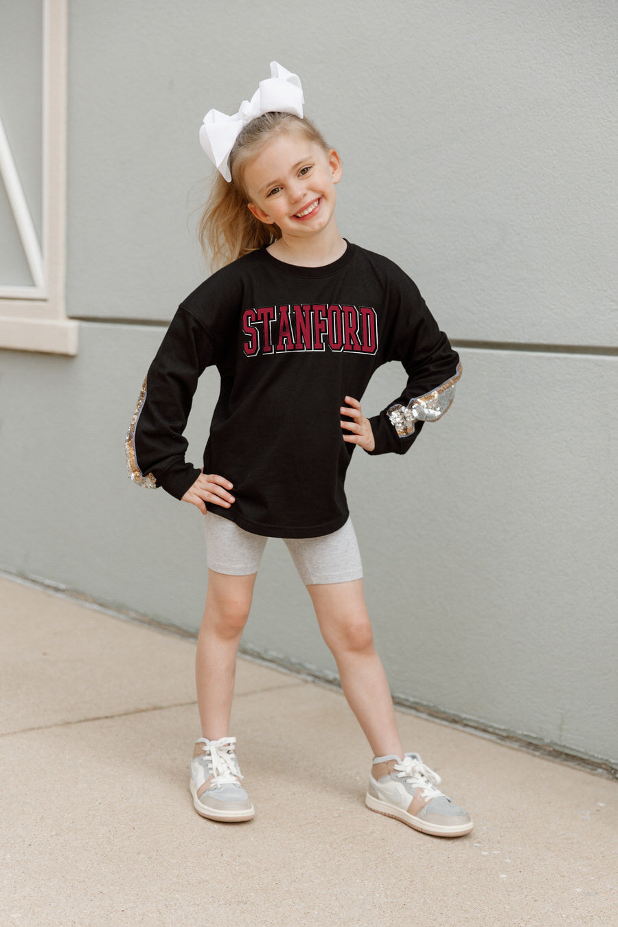 STANFORD CARDINAL GUESS WHO'S BACK KIDS SEQUIN YOKE PULLOVER